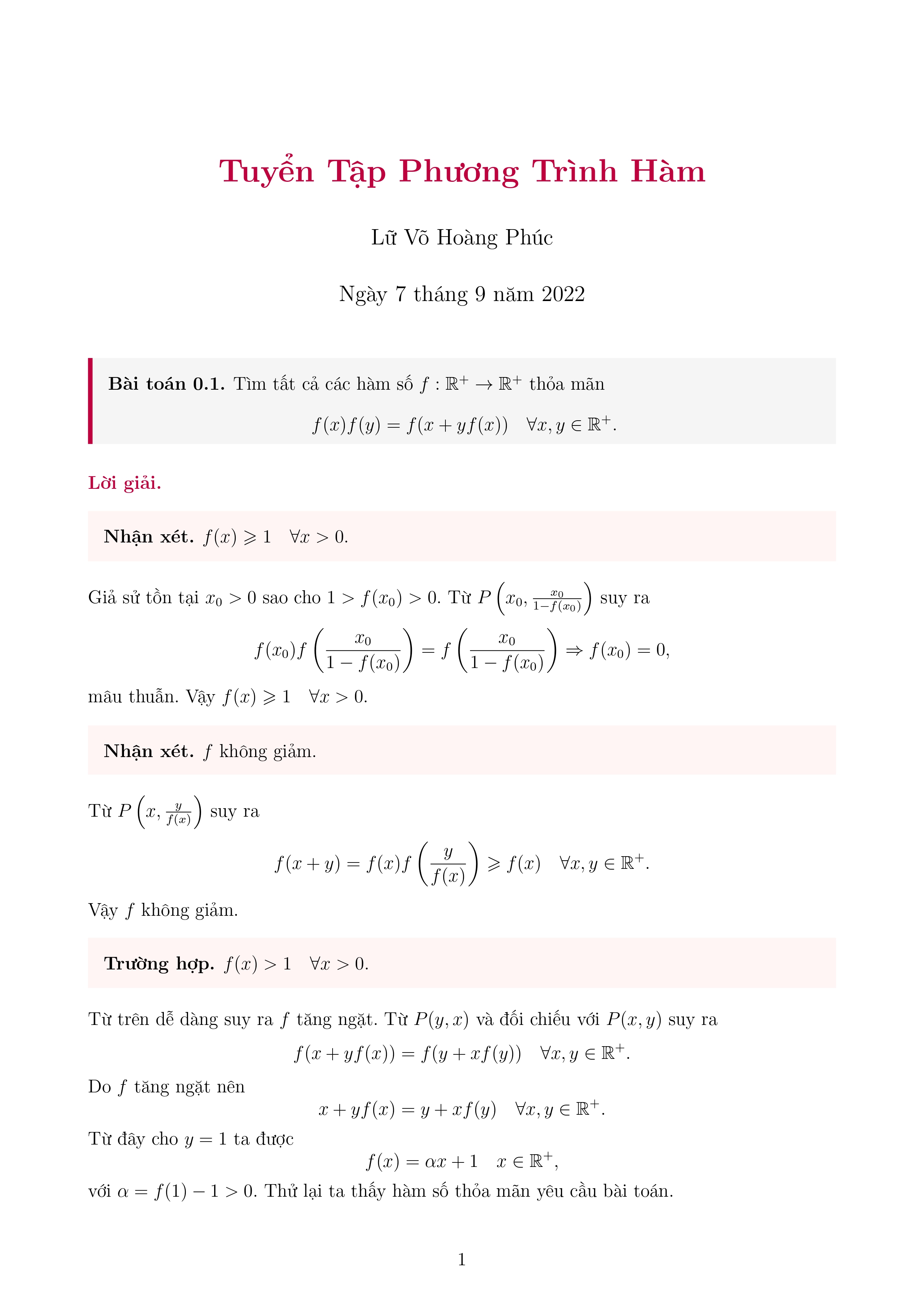 Phương Trình Hàm Trên R+